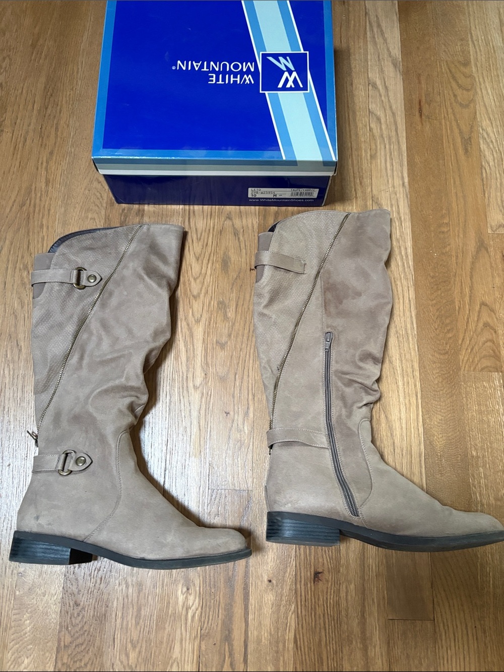 White Mountain Taupe Over-the-Knee Buckle Riding Boots